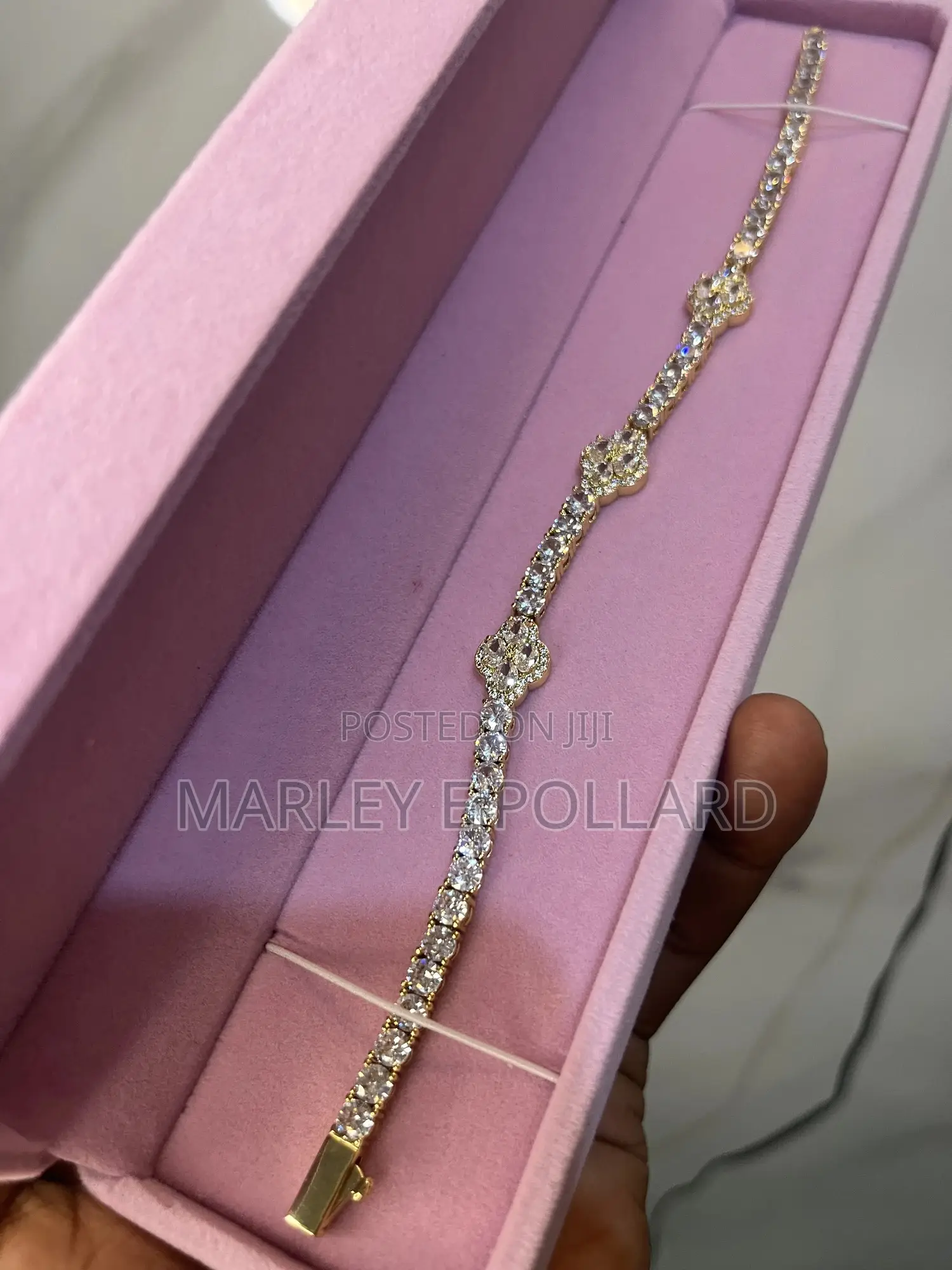 4mm Four Leaf Clover Quality Cz Iced Vca 18karat Gold Tennis Bracelet
