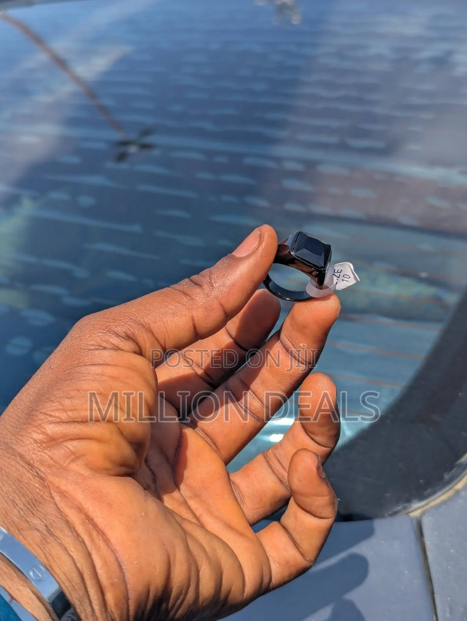 All Black Stone Steel Men's Ring
