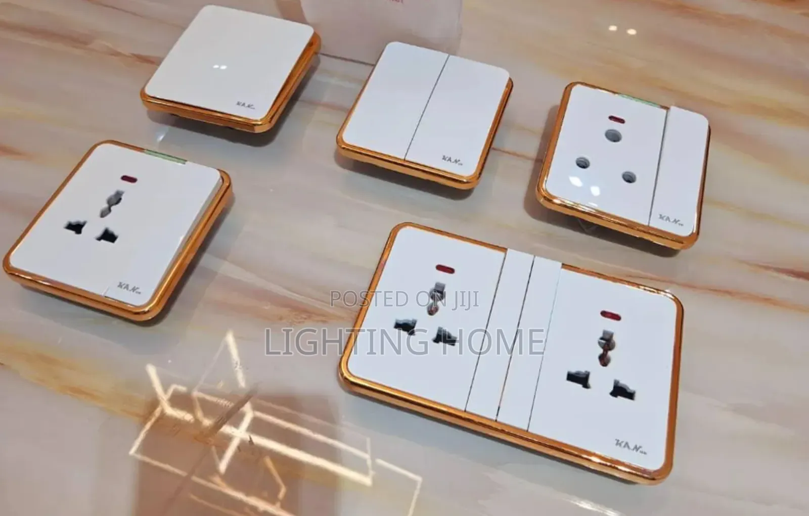White and Gold Switches and Socket