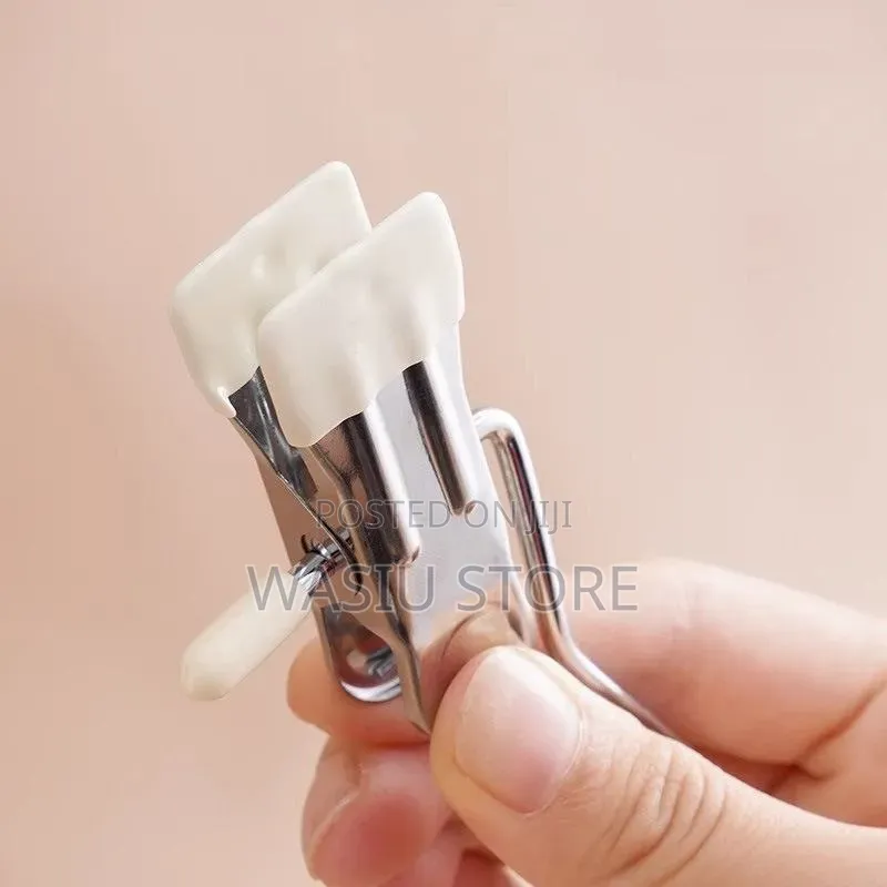 12pcs Stainless Steel Clothes Hanger Clips With S-Shaped Hooks