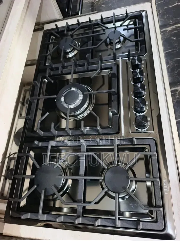 Original Phiima Inbuilt Black Stainless Steel 5 Burners Gas Cooker
