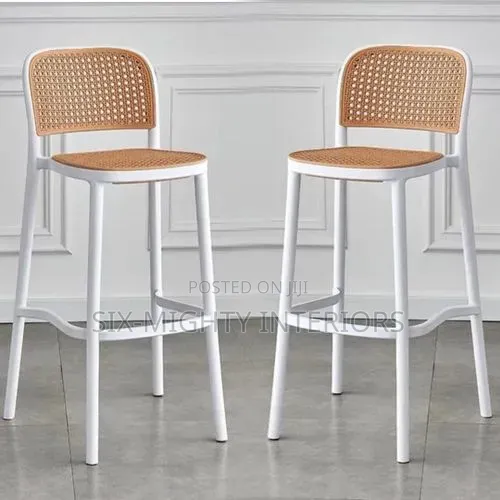 Molded Plastic Ergonomic Bar Stools(Set of 2 ) - White