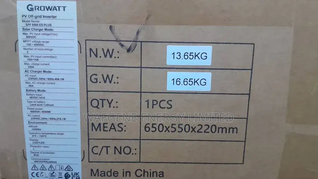 Growatt 6kw 48vdc Inverter (Spf 6000 Es Series)