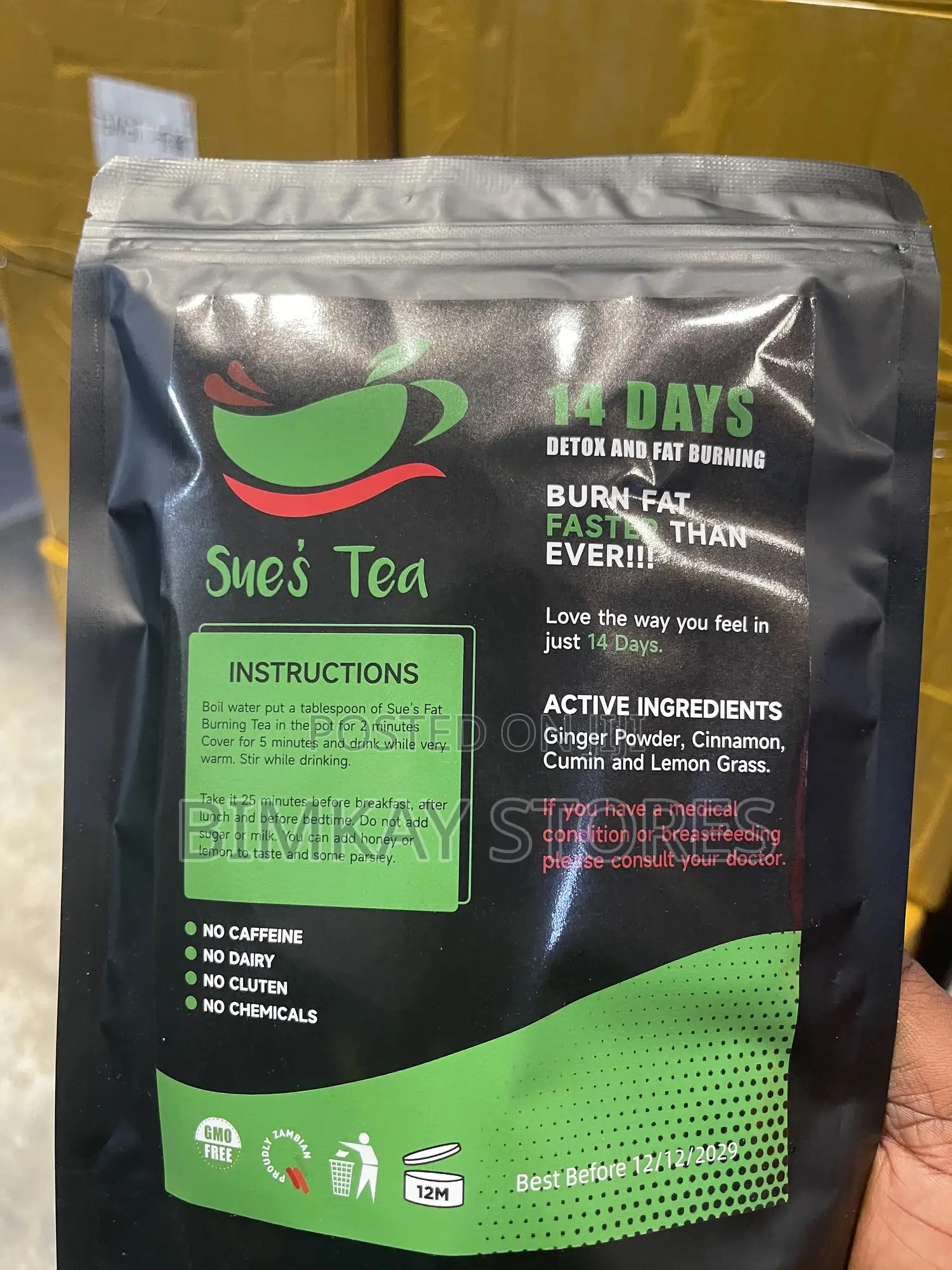 Sues 14 Days Detox Fat Burning Weight Loss Tea Natural and Organic