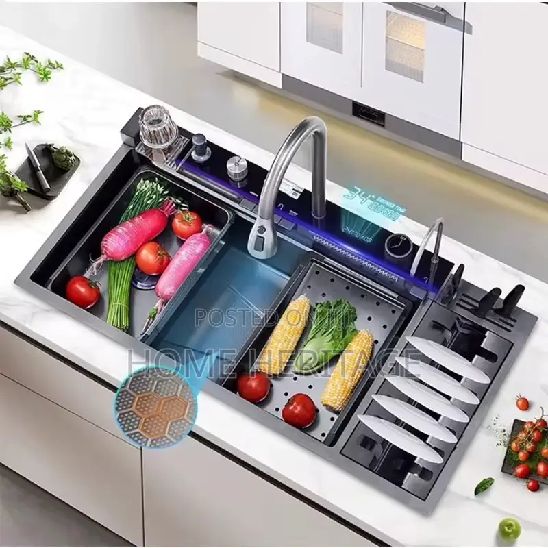 4 Button Kitchen Sink With Plate Rack