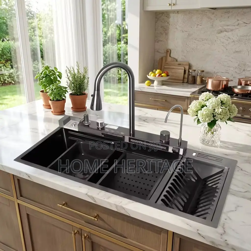 4 Button Kitchen Sink With Plate Rack