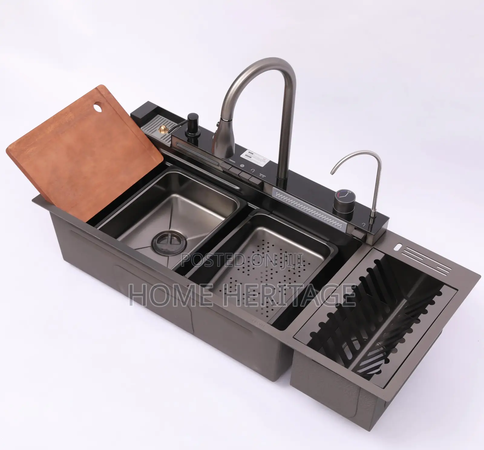 4 Button Kitchen Sink With Plate Rack