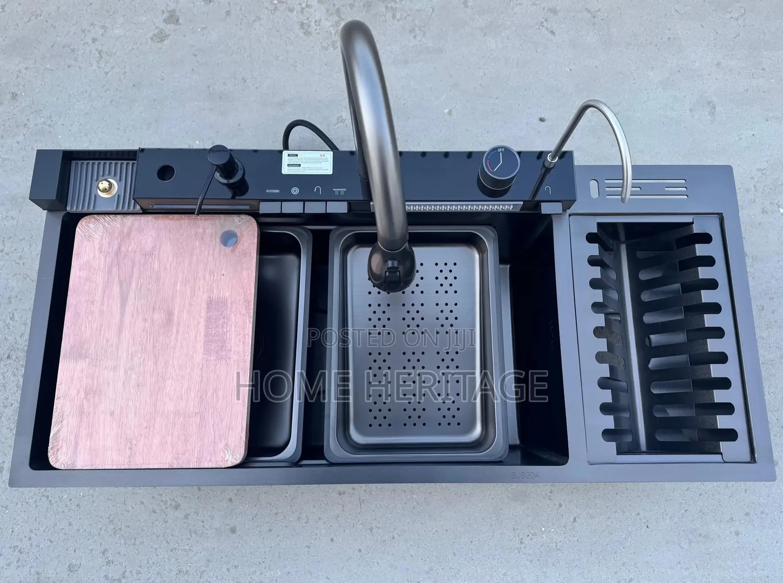 4 Button Kitchen Sink With Plate Rack