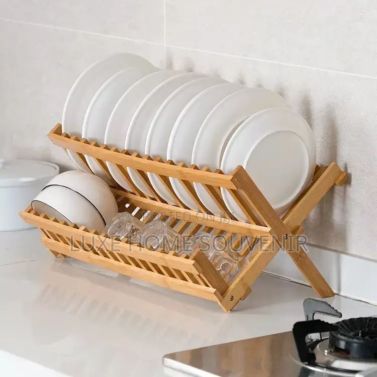2 Tier Bamboo Plate Rack