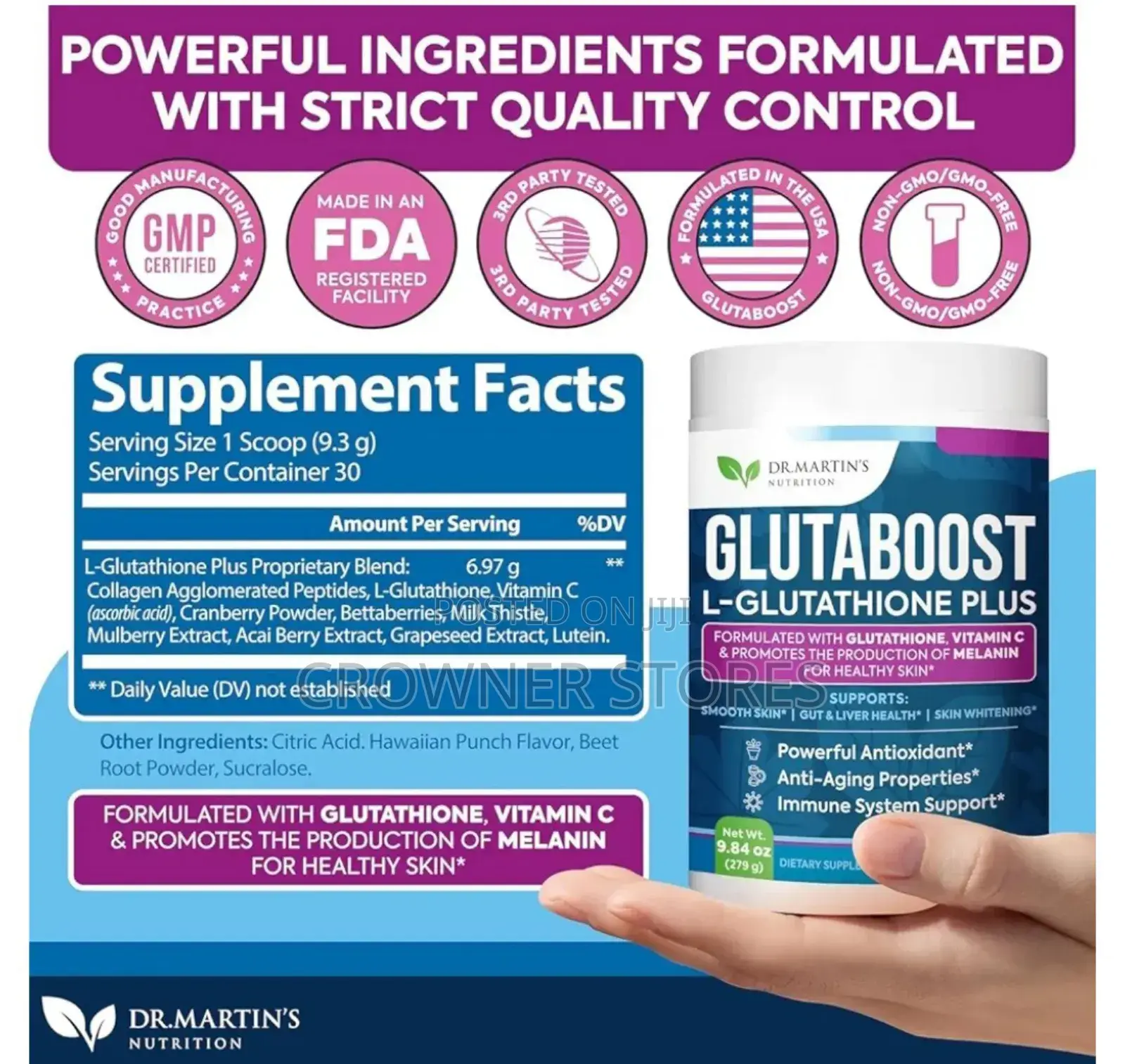 Dr Martins Nutrition 6970mg Glutathione Powder for Skin
