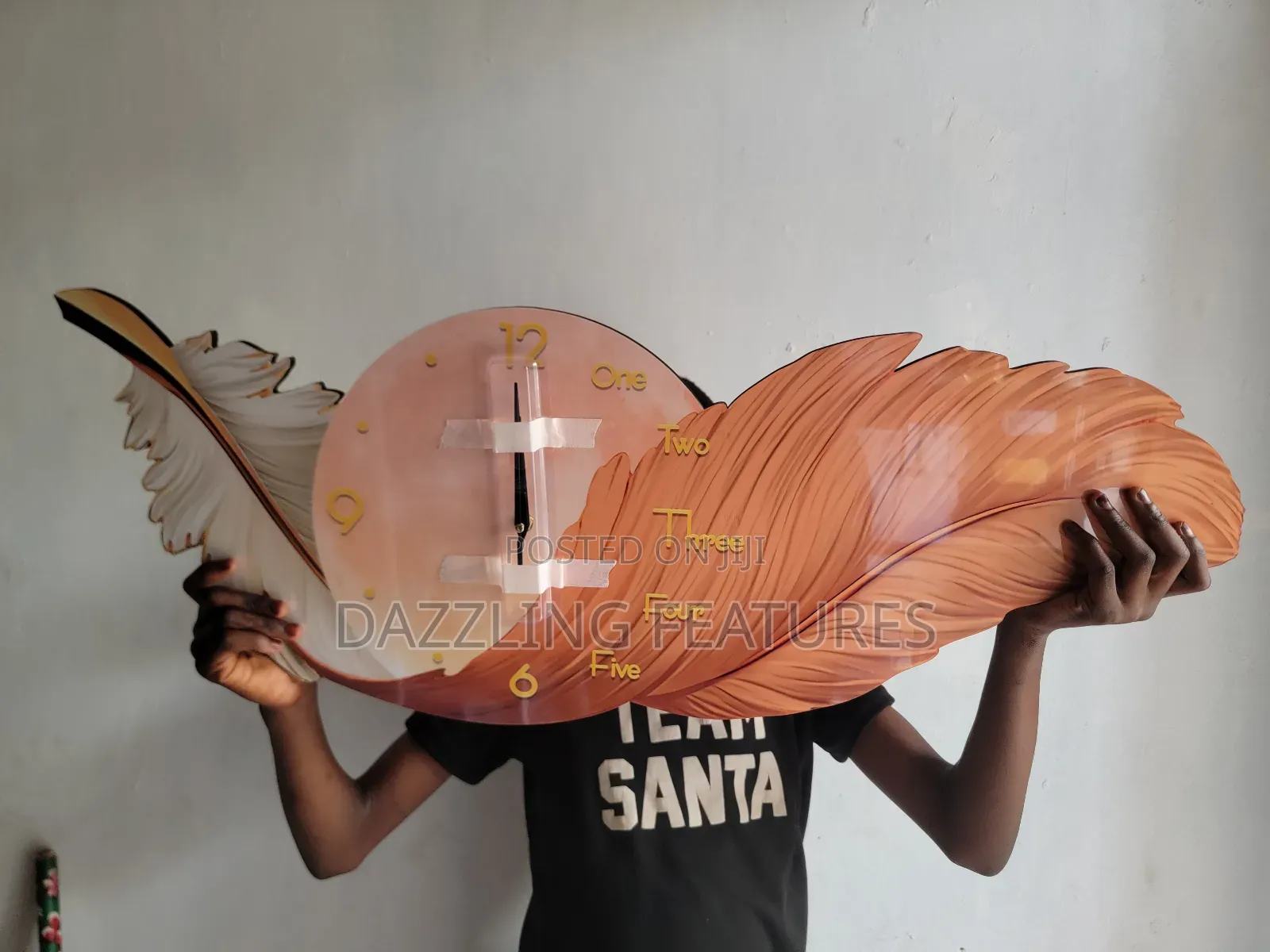 Premium 3d Feather Wall Clock – Large Luxury Art Piece (30x80cm)