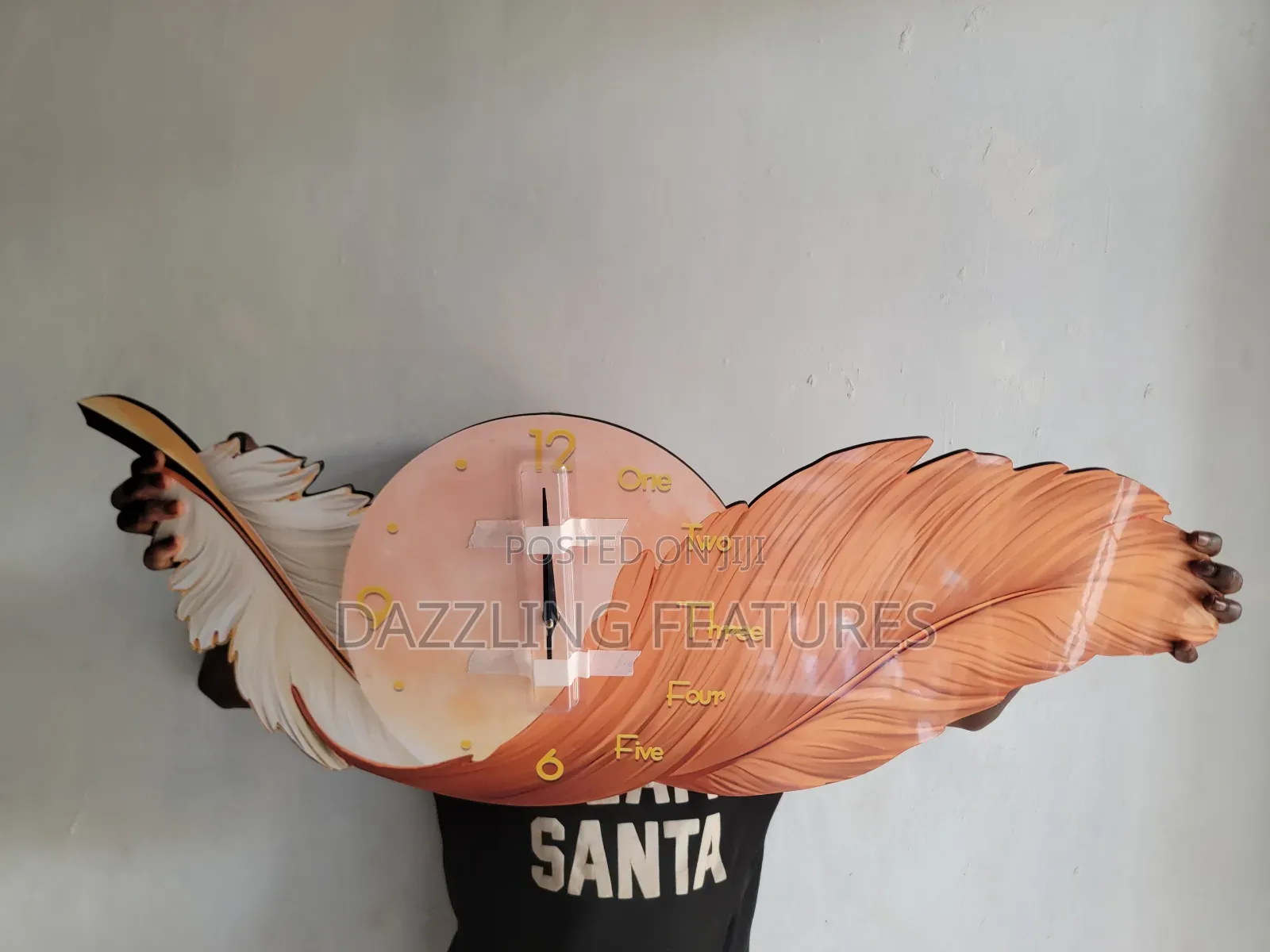 Premium 3d Feather Wall Clock – Large Luxury Art Piece (30x80cm)