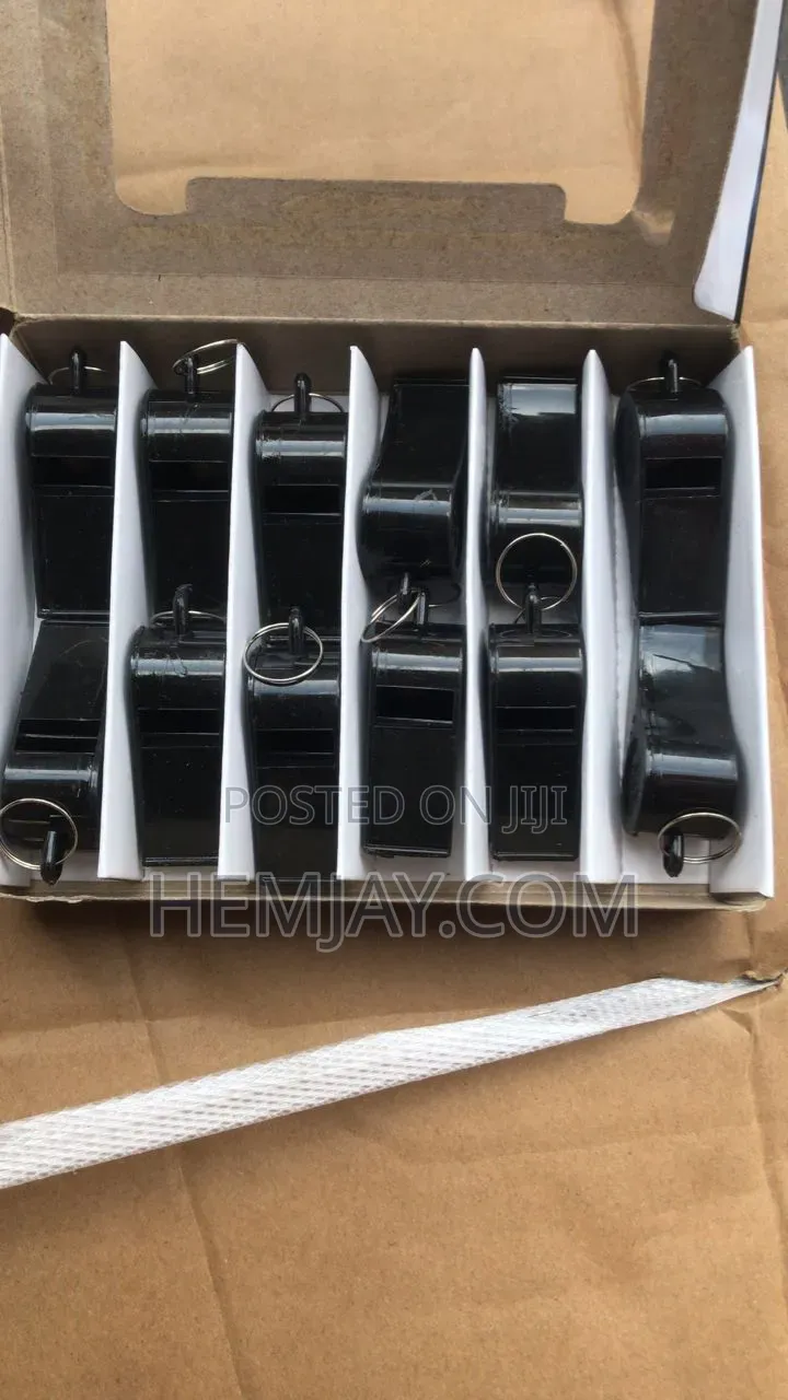 (12pcs) Quality Black Plastic Safety Whistle