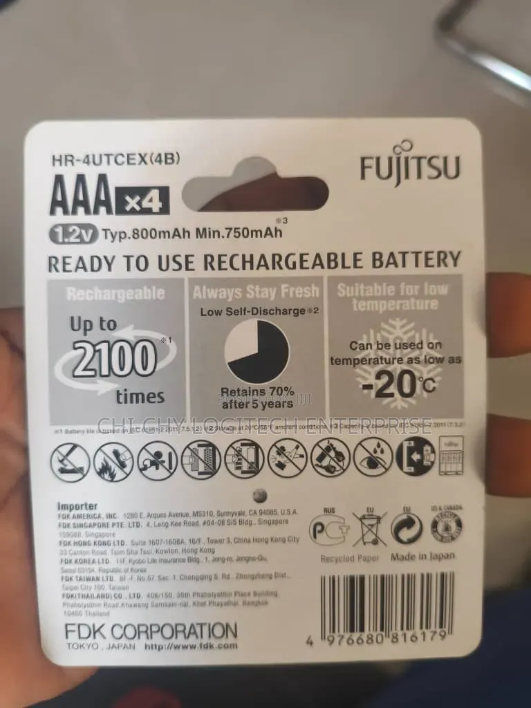 Fujitsu Aaa Rechargeable Batteries 800mah 4 Pack Japan