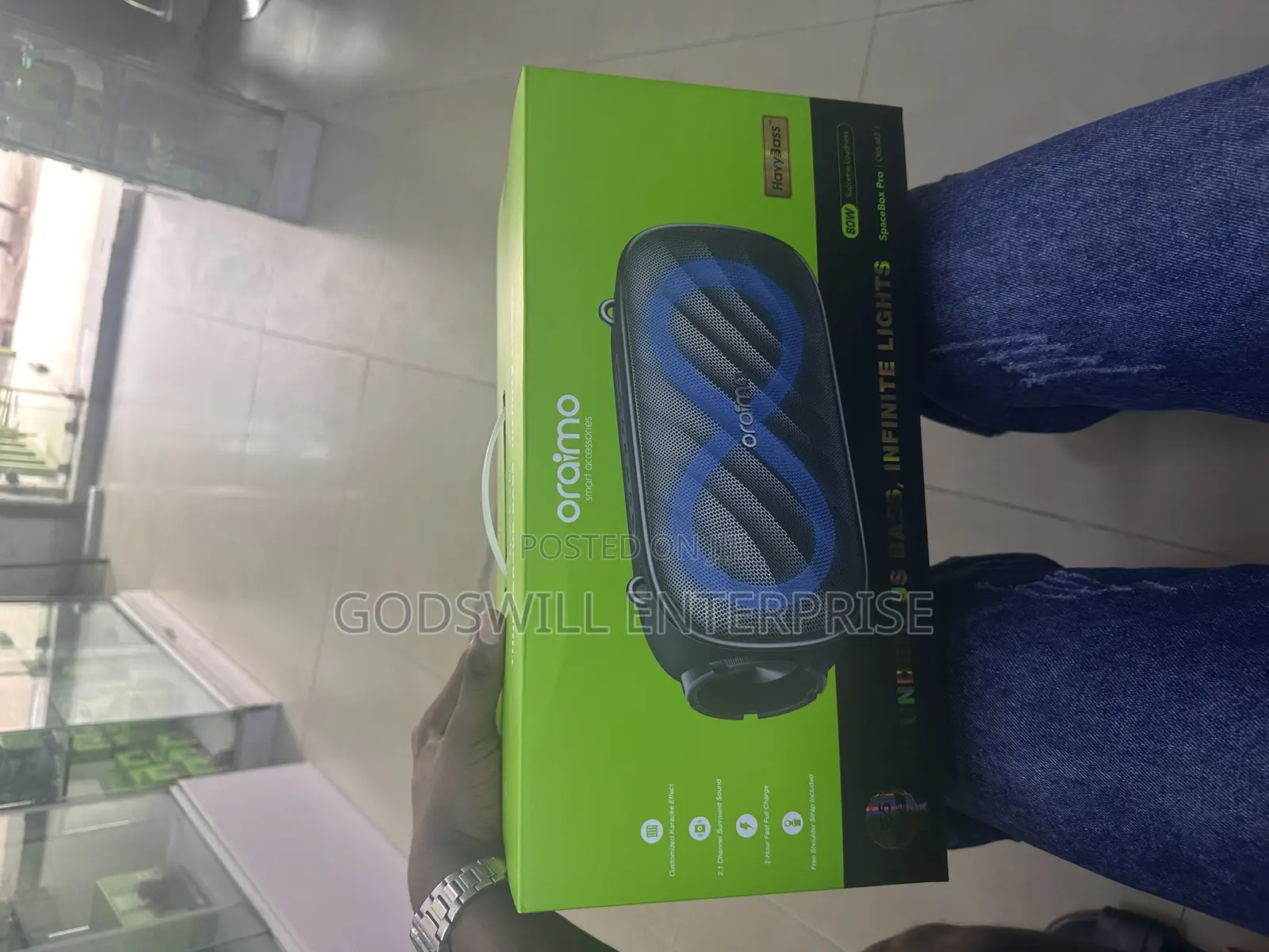 Oraimo Spacebox Pro Bluetooth Speaker –80w Power Heavy Bass RGB Lights