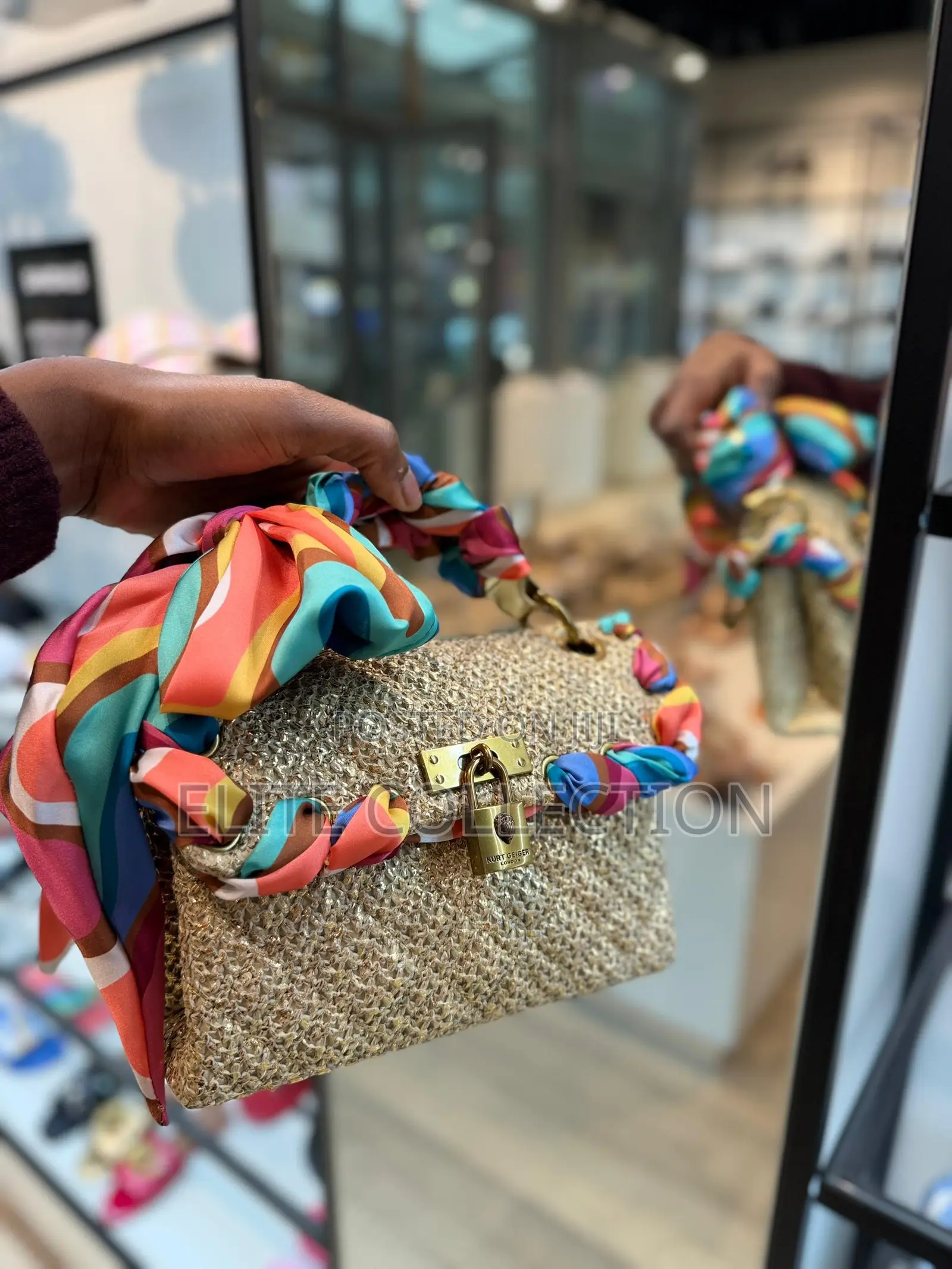 Kurt Geiger London Mini Brixton Bag With a Gold Shimmer Texture