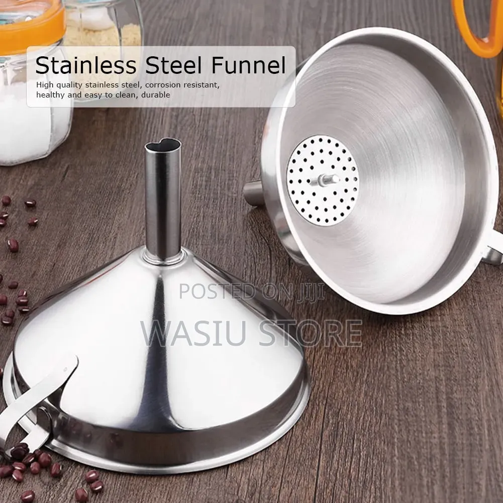 Stainless Steel Cone Funnel With Detachable Filter Net