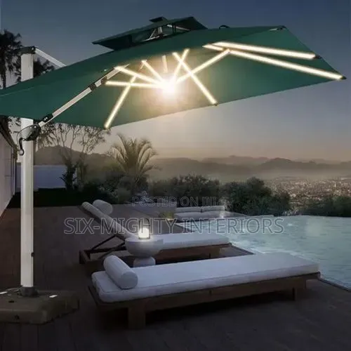 Luxury Modern Cantilever Parasol Umebrella With Led - Green