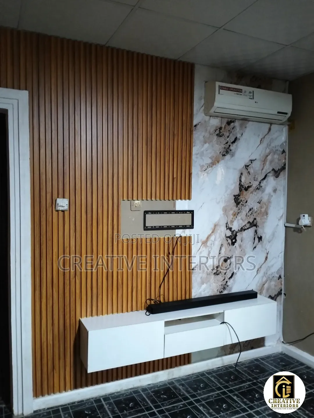 Fluted Panel X Marble Sheet Tv Wall Console