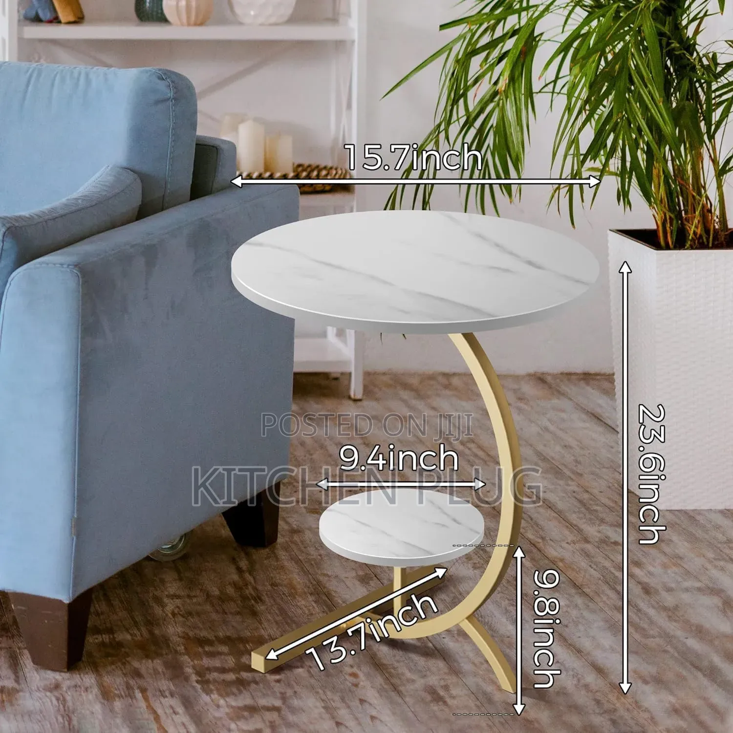 C-Shaped End Table for Sofa, Coffee, Laptop, Parlour, Bedroom, Kitchen