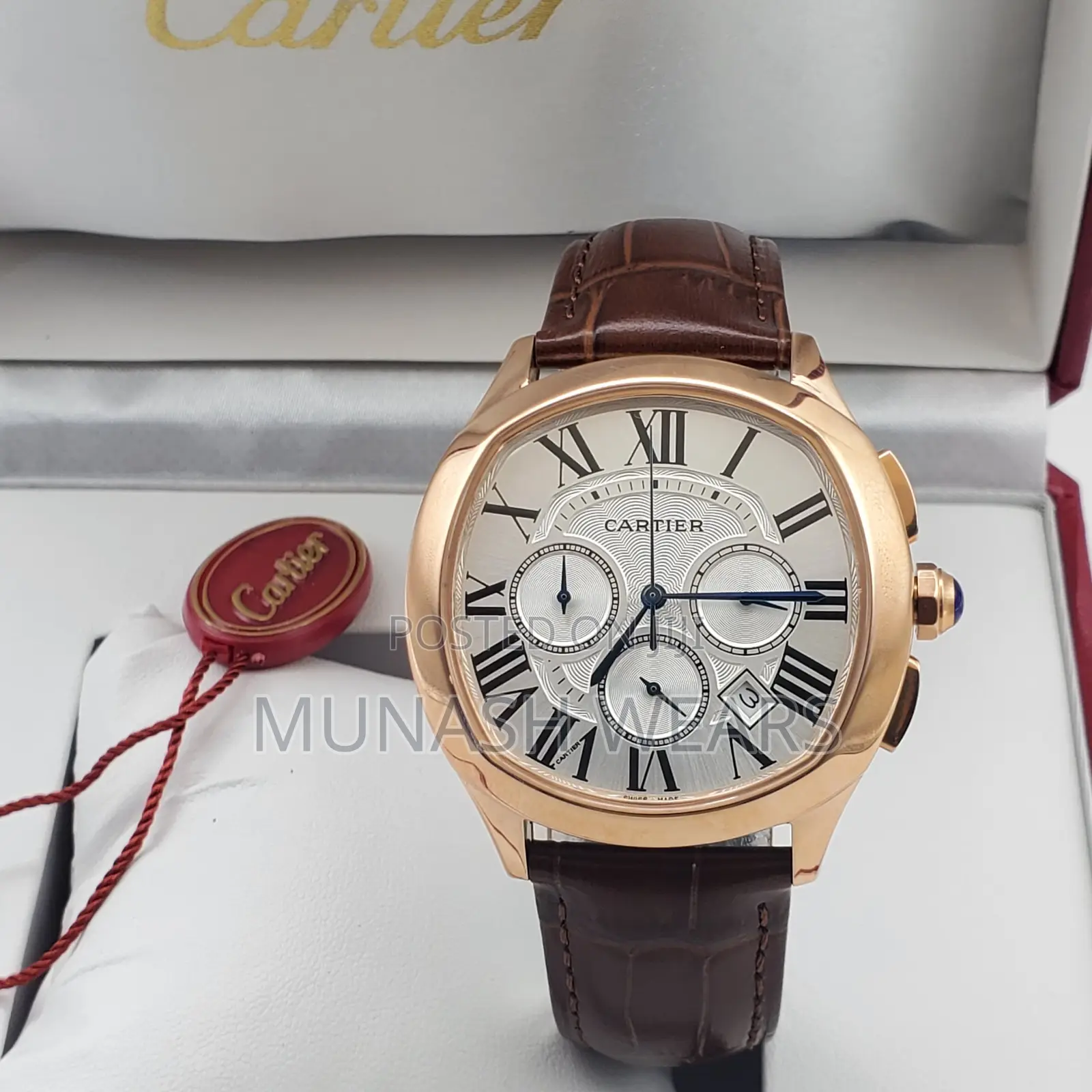 Cartier Leather X Chain Strap Original Wristwatch