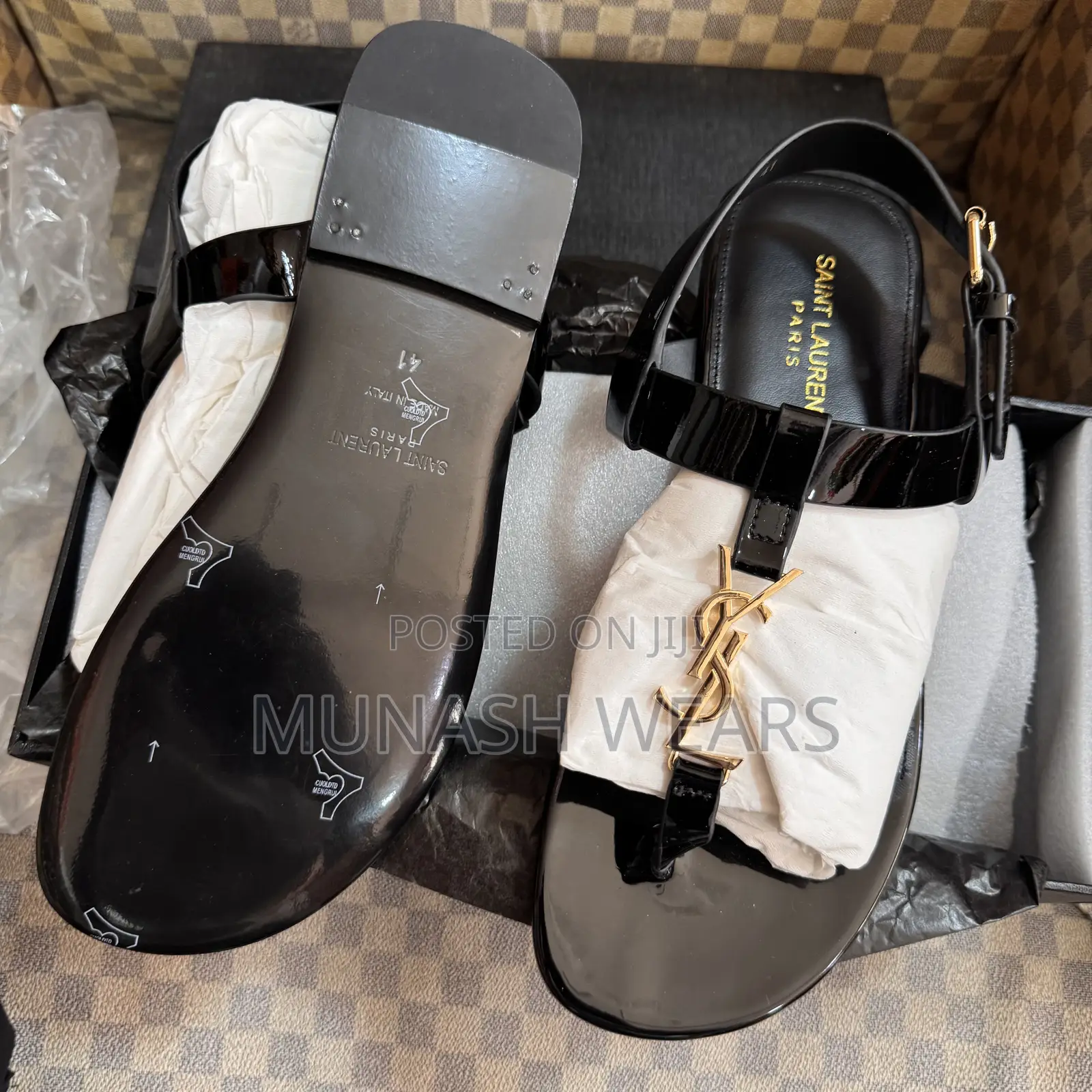 Original Ysl Leather Sandal