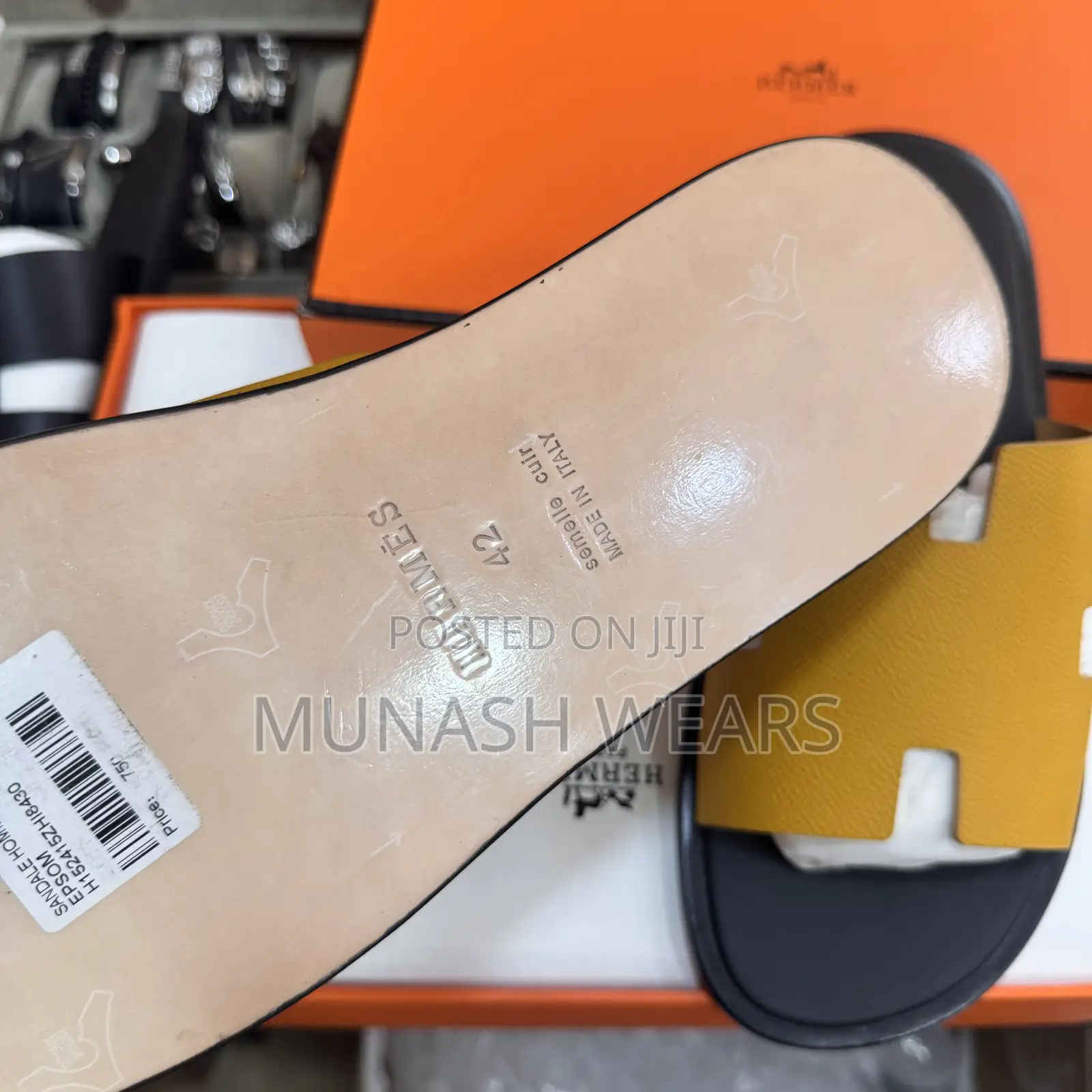Original Hermes Slipers Available in Black and Yellow