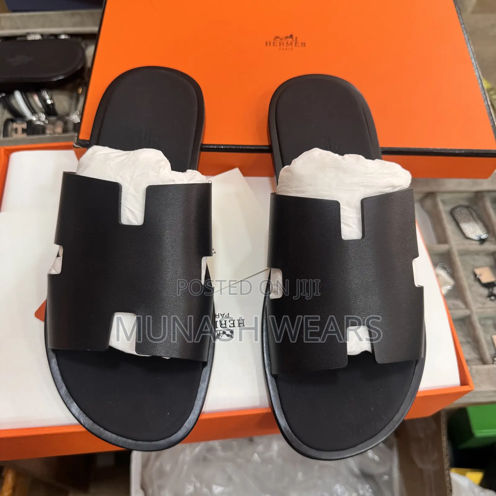 Original Hermes Slipers Available in Black and Yellow