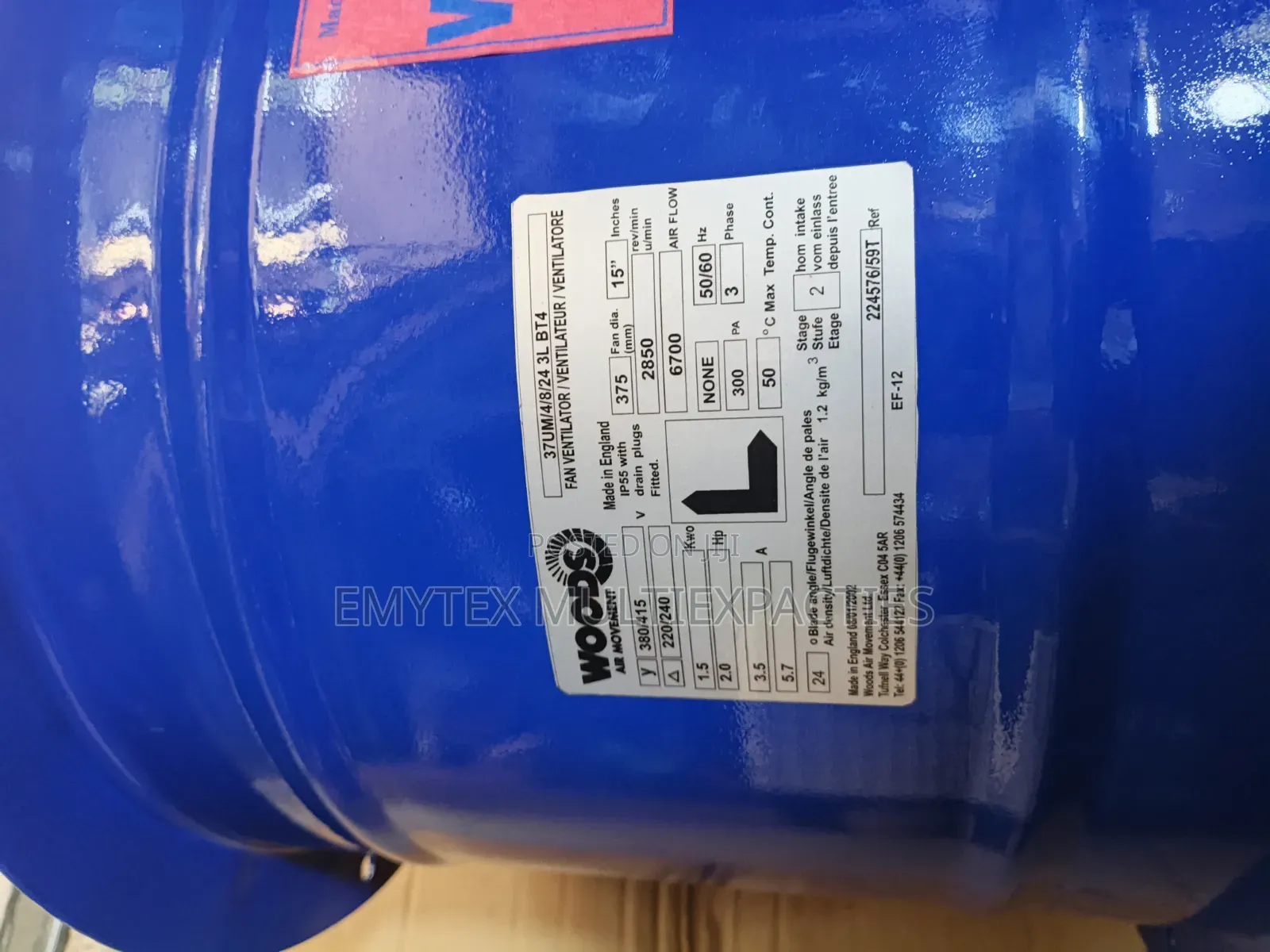 Woods Extractor Fan 375mm 380v2850rpm