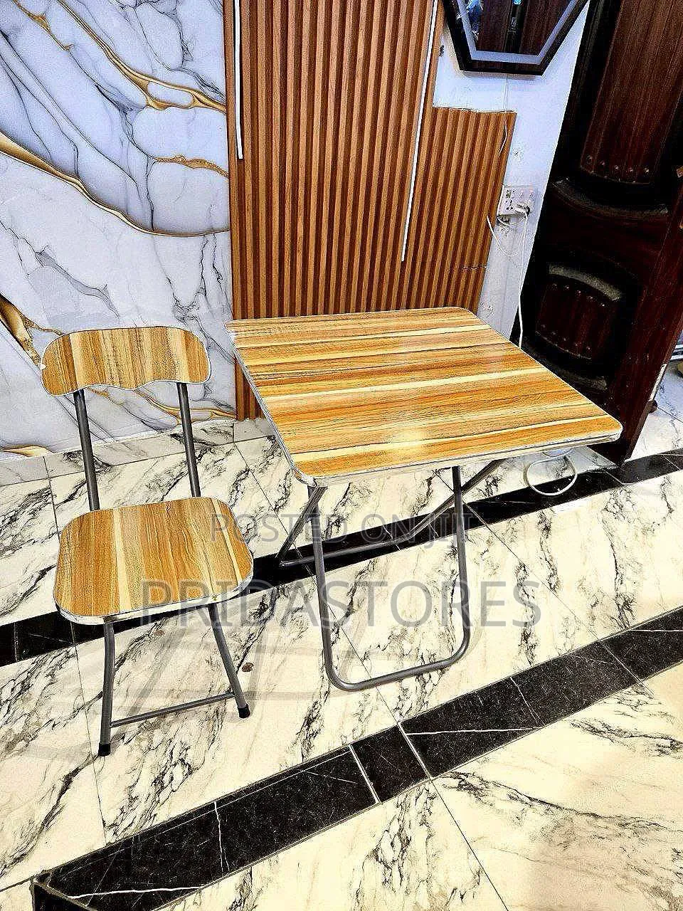 Foldable Wooden Table Chair Set (Marble Designs)