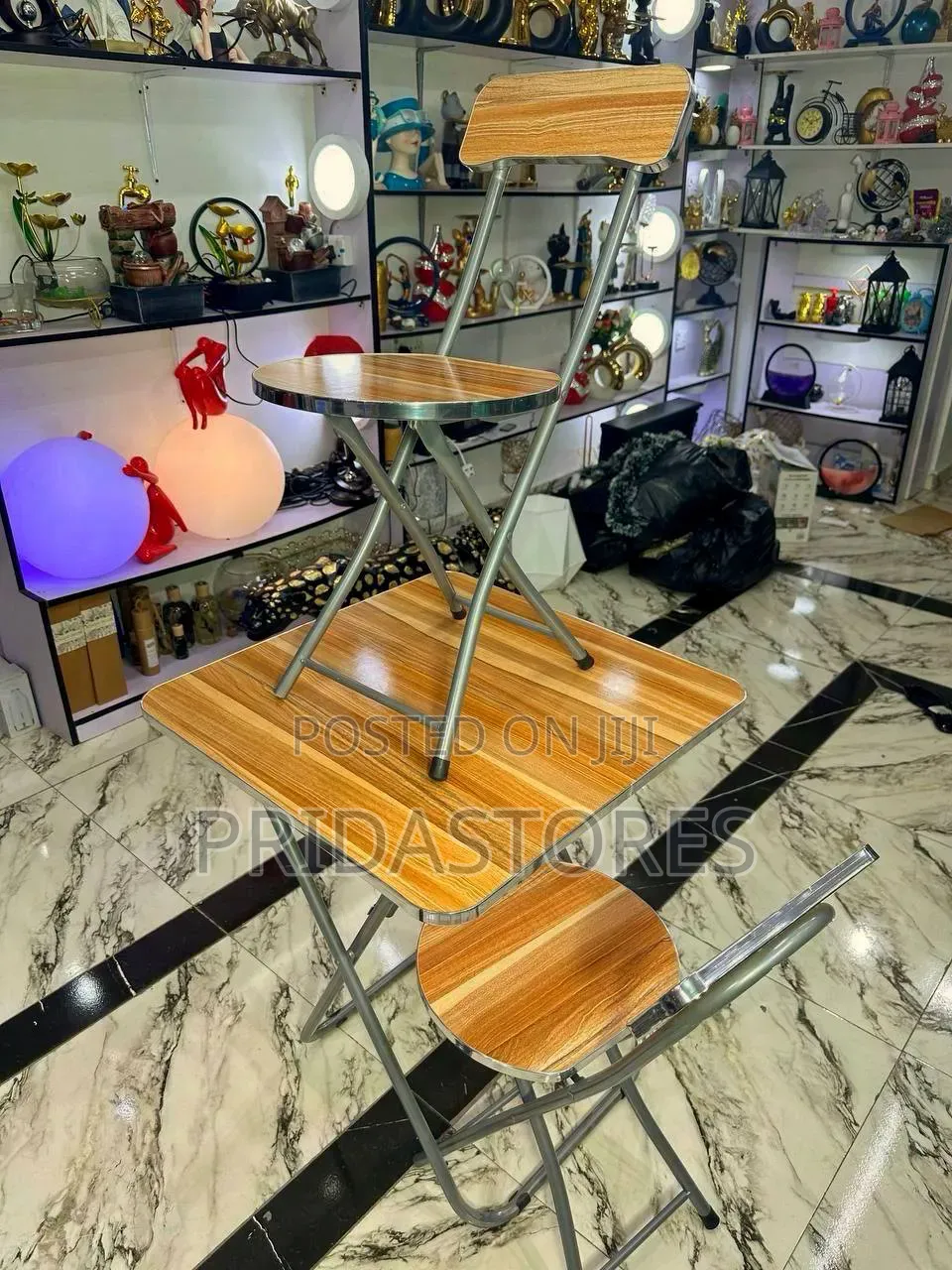 Foldable Wooden Table Chair Set (Marble Designs)