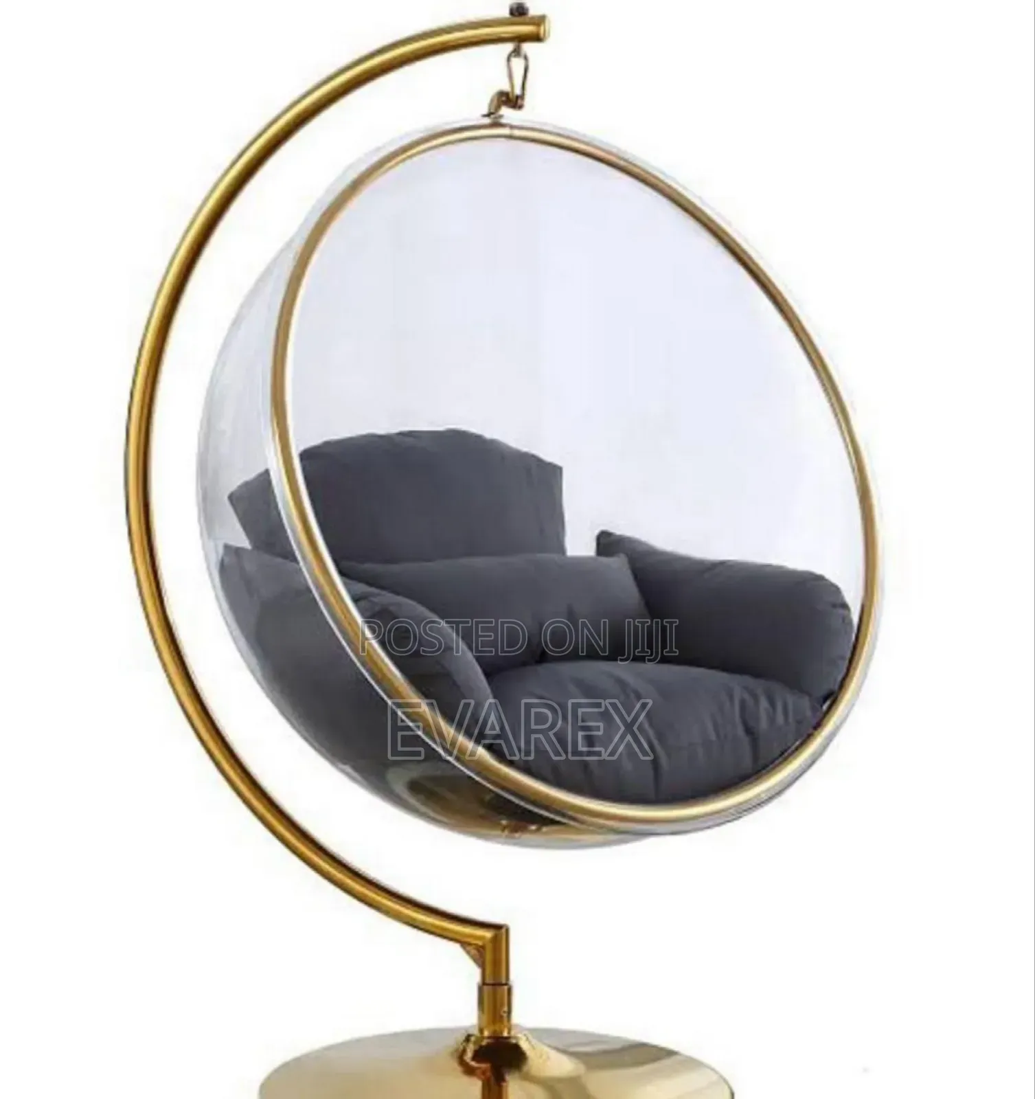 Luxury Transparent Swing Chair, With Gold Frame.