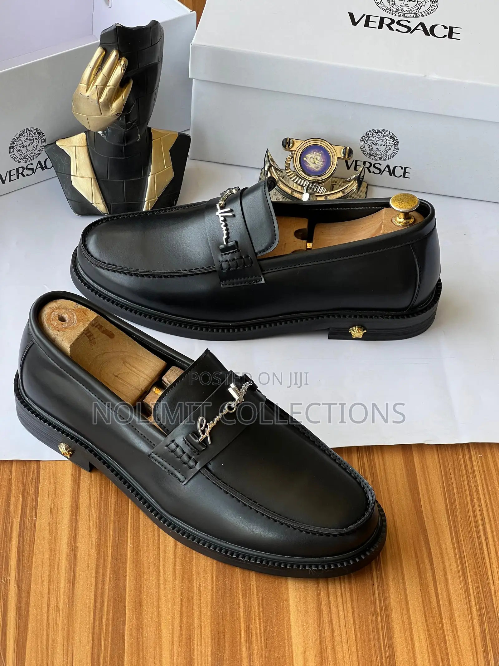 Versace Plain Leather Loafers