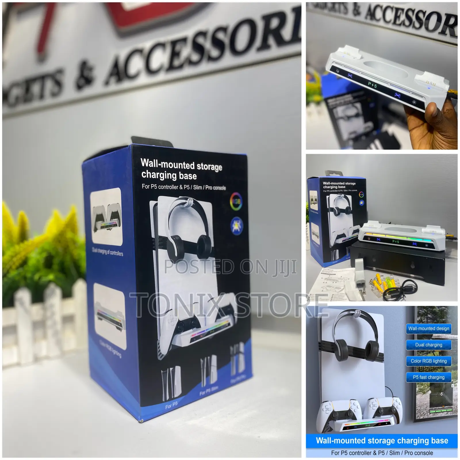 Wall-Mounted Storage Charging Base for Ps5 Pad Ps5 Fat/Slim/Pro