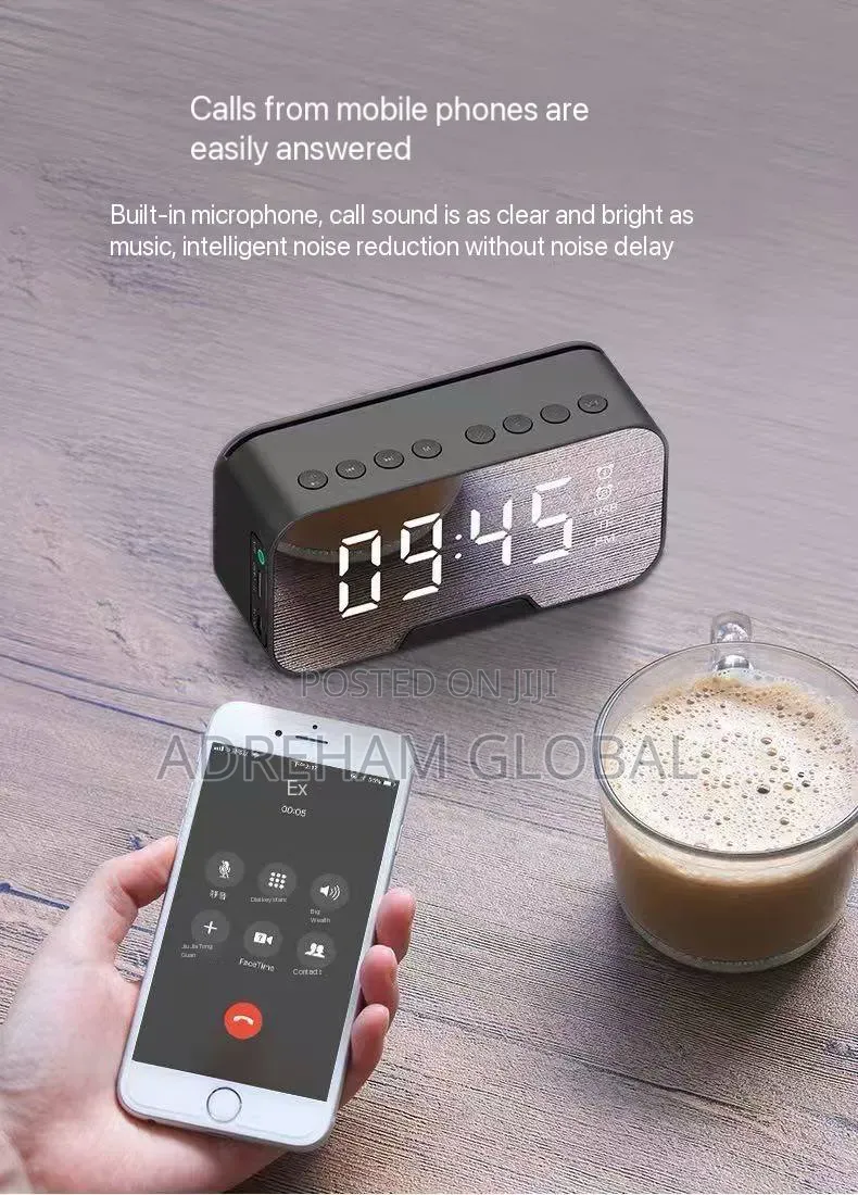 Rechargeable Stereo Base-Heavy Bluetooth Speaker With /Fm Radio Clock