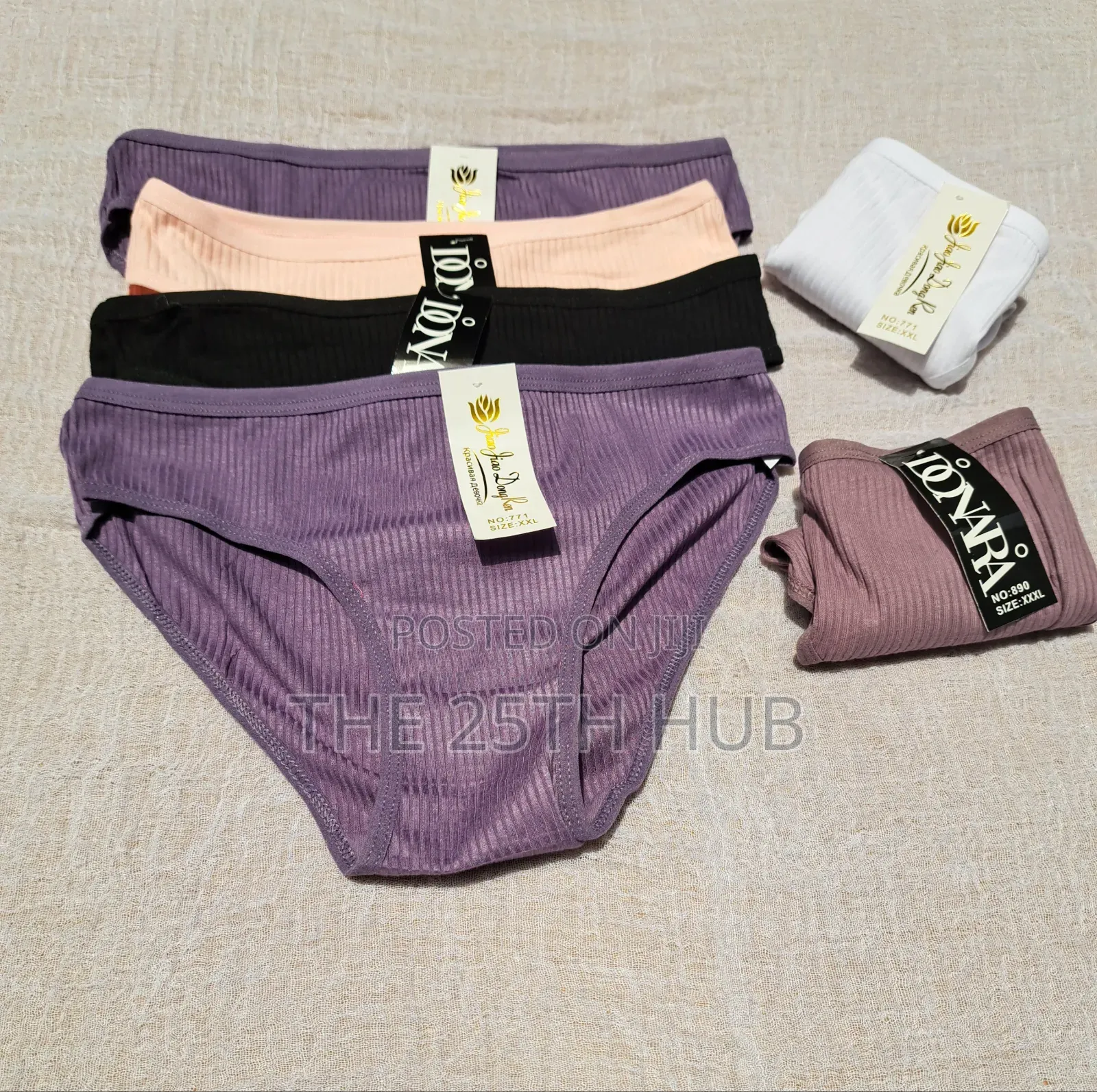3 Piece Ribbed Cotton Panties Set (Assorted Colors)
