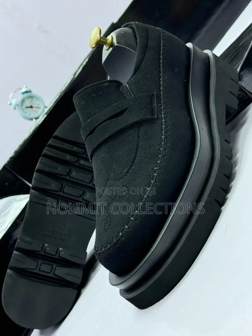 Suede Leather Loafers With Platform Soles