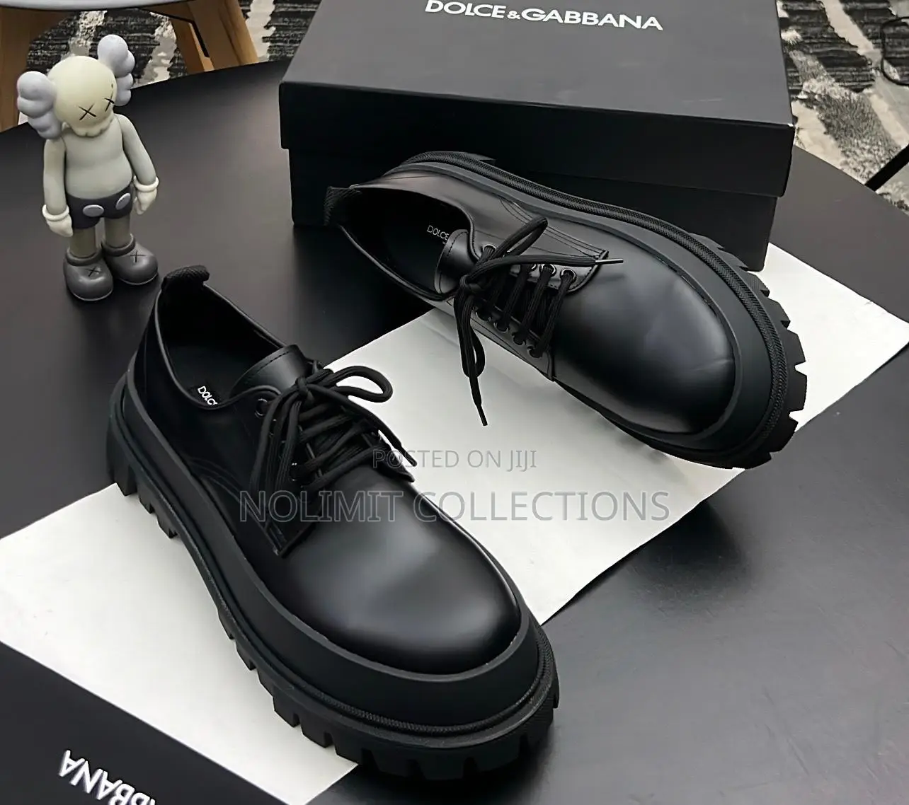 Black Dolce and Gabbana Leather Derby Shoe With Platform Soles