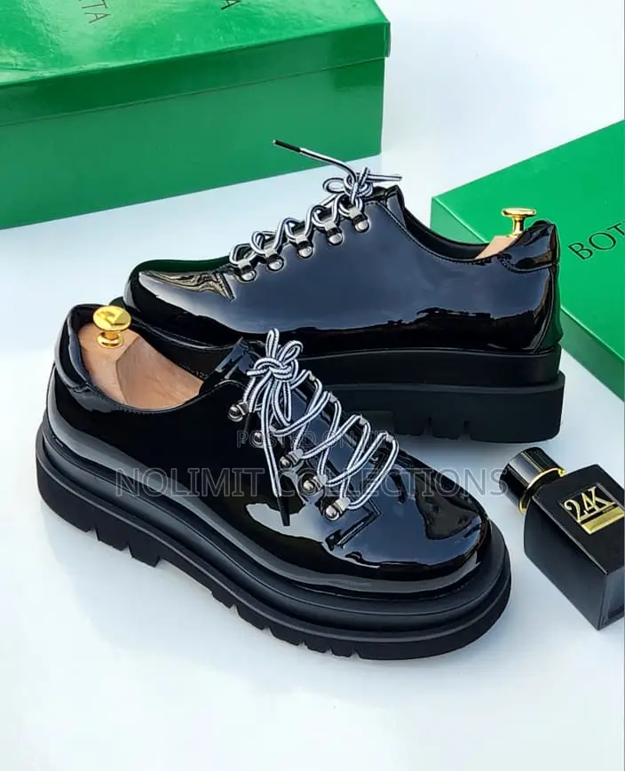 Bottega Veneta Patent Leather Derby Shoes With Platform Soles