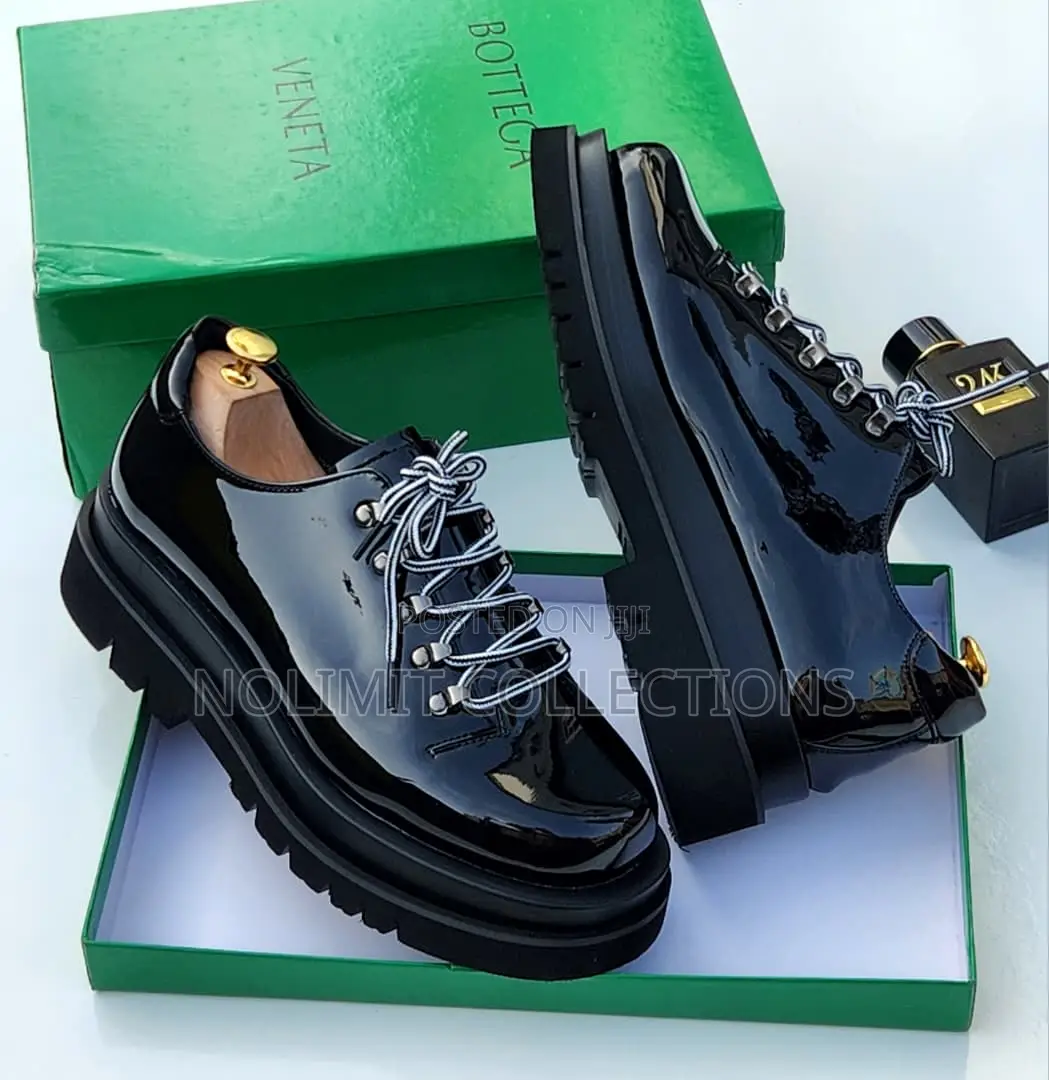 Bottega Veneta Patent Leather Derby Shoes With Platform Soles