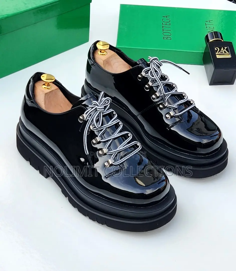 Bottega Veneta Patent Leather Derby Shoes With Platform Soles
