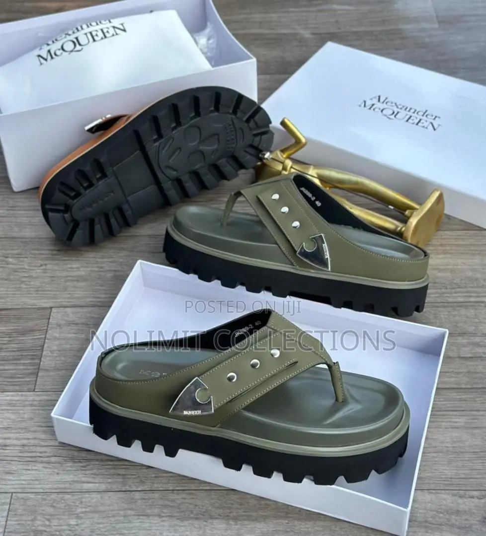 Alexander McQueen Platform Soles Leather Slides
