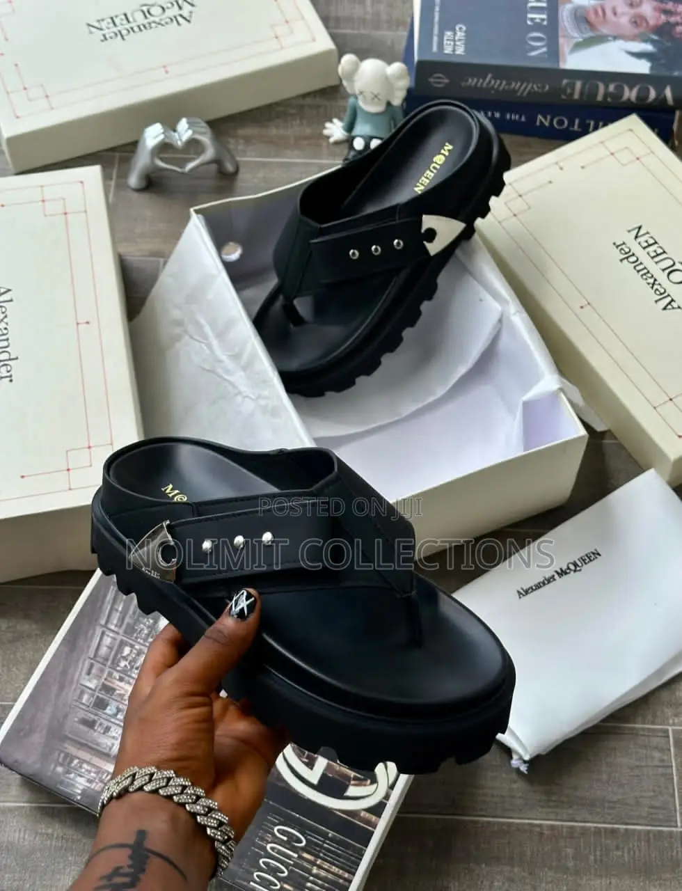 Alexander McQueen Platform Soles Leather Slides