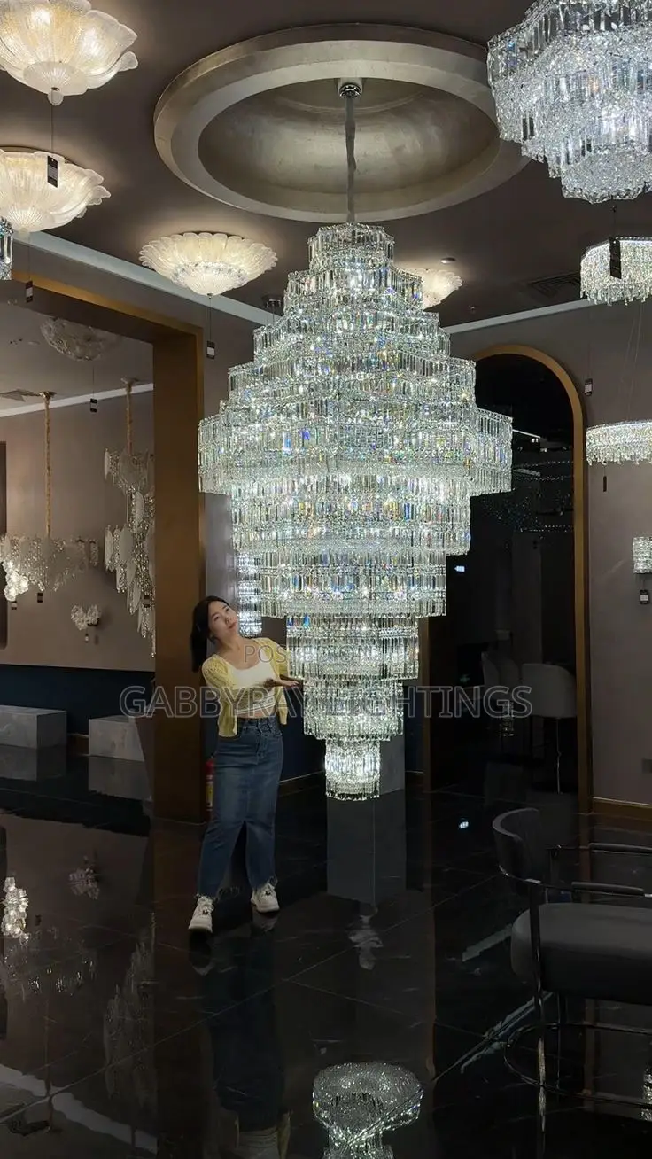 Long Crystal Drop Chandelier