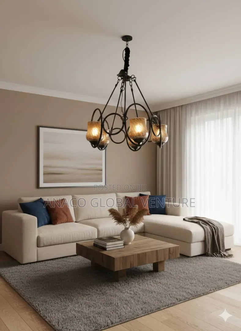 Nordic Chandelier Light With Bulb Black Body