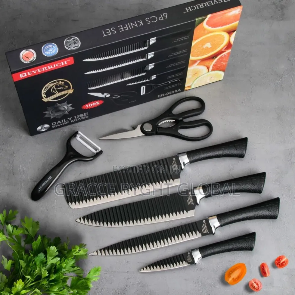 6pcs Kitchen Knife Set With Scissors and Potato Cutter