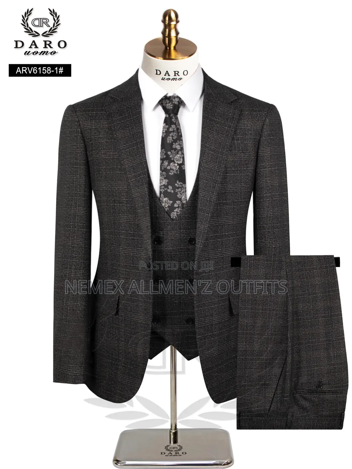 Grayish Black Check Suit