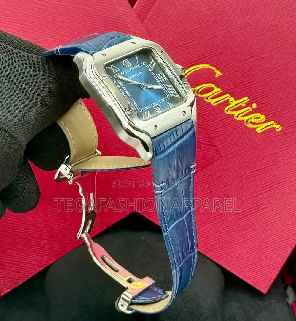 High Quality Cartier Santos Leather Strap Wristwatch