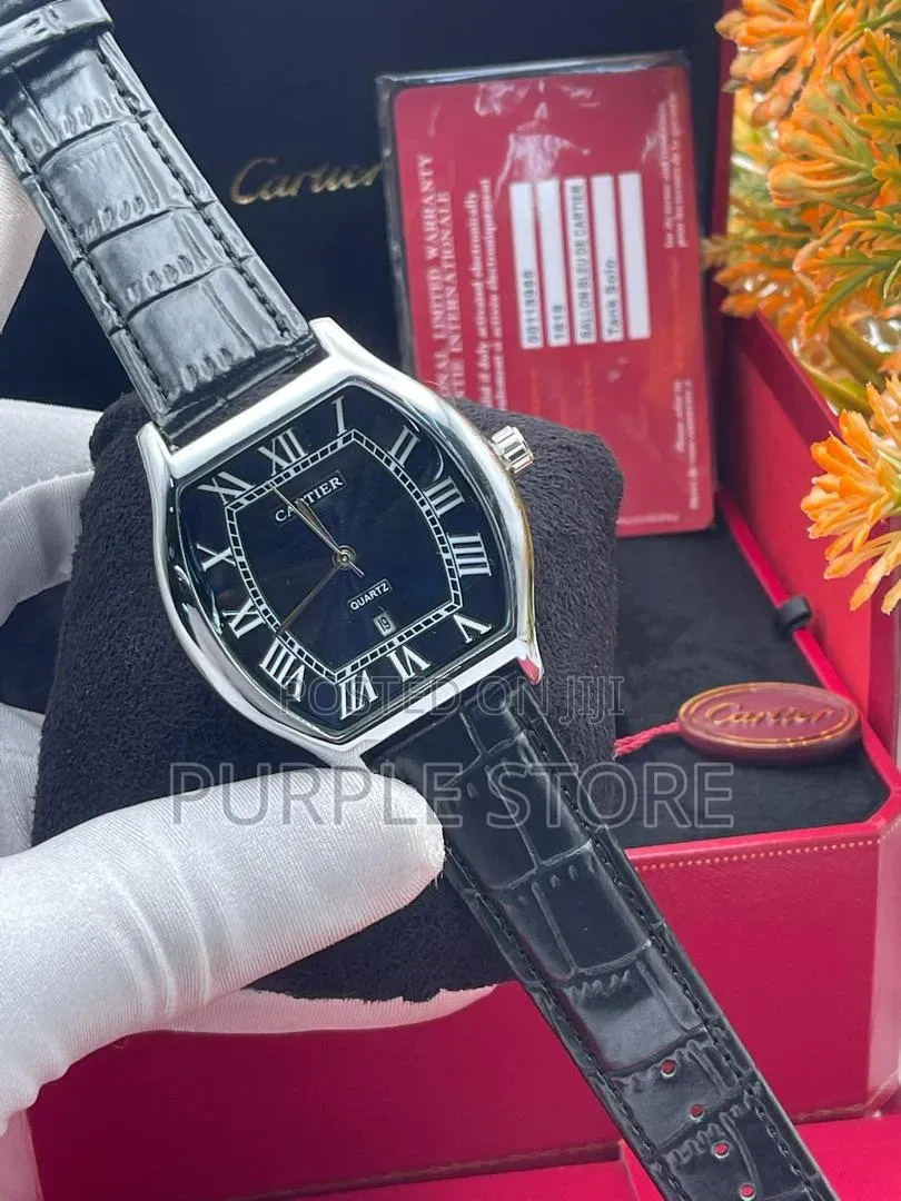 Cartier Leather Watch Unisex Quartz Dial