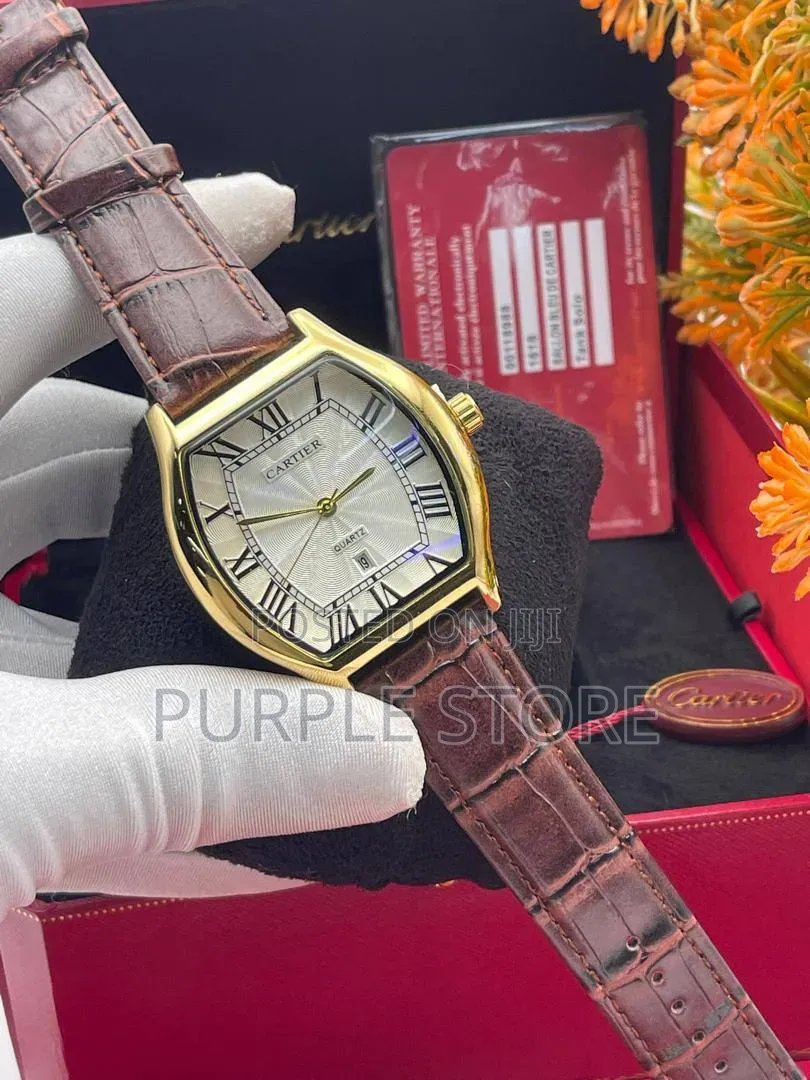 Cartier Leather Watch Unisex Quartz Dial
